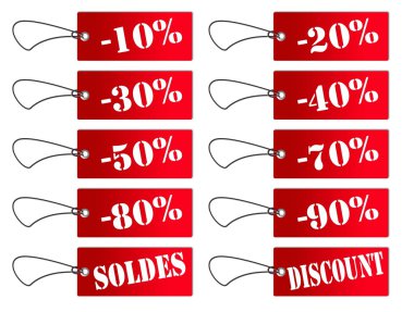 Etiquettes rouges soldes et indirim