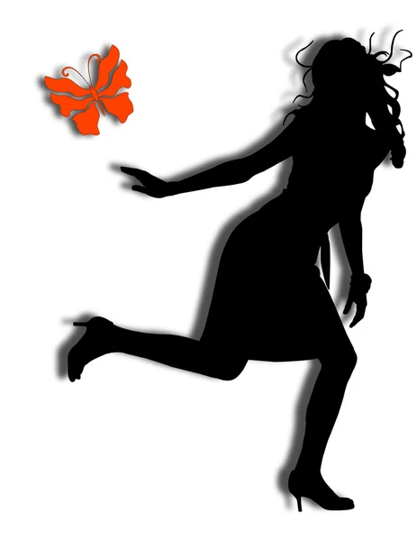 Girl with butterfly — Stock Photo, Image