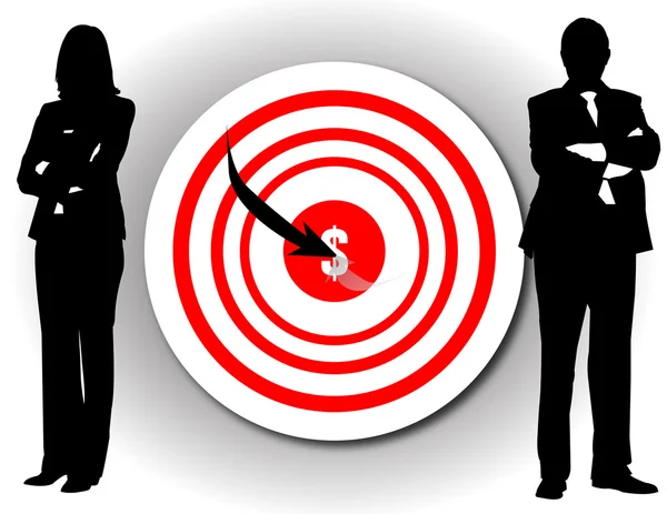 stock image One arrow in a target on wall with busin