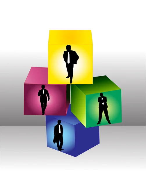 Homme d'affaires en cubes — Image vectorielle