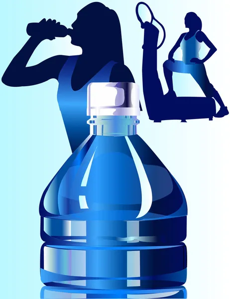 フィットネス女の子とボトル入りの水 — ストックベクタ