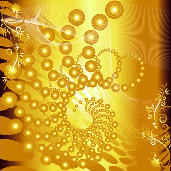 Sphères abstraites fond avec or — Image vectorielle