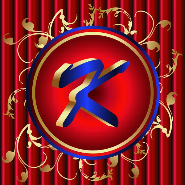 Синя літера k в червоній медалі — стоковий вектор