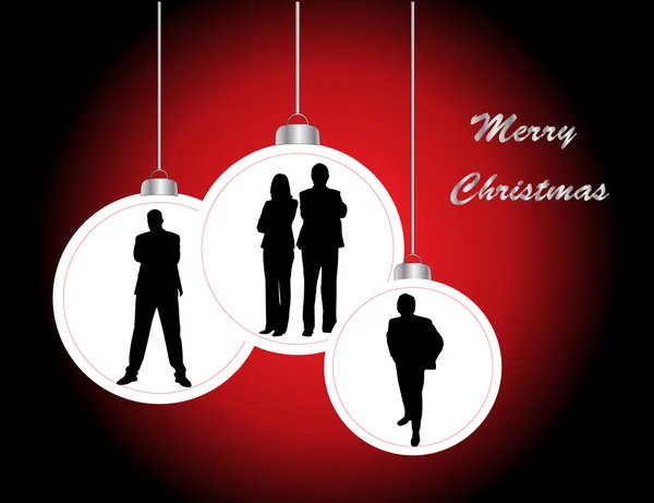 Silhouettes business team in christmas — Stock Vector