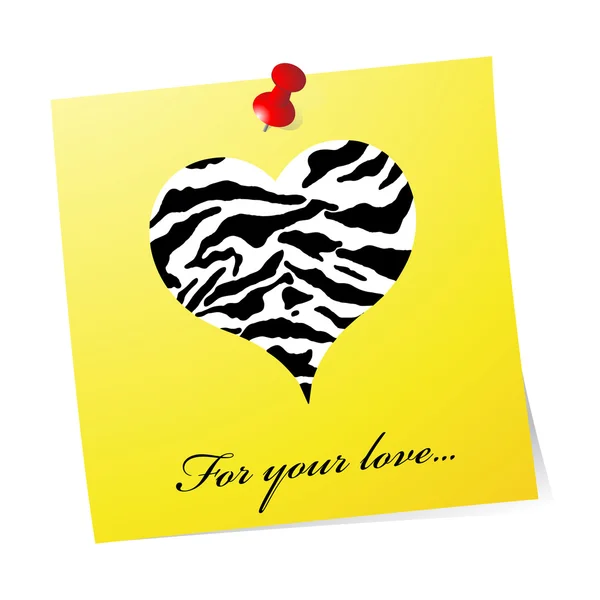 Carte de Saint Valentin jaune avec coeur rétro i — Image vectorielle