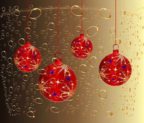 Vánoční přání s červenou kouli — Stock fotografie