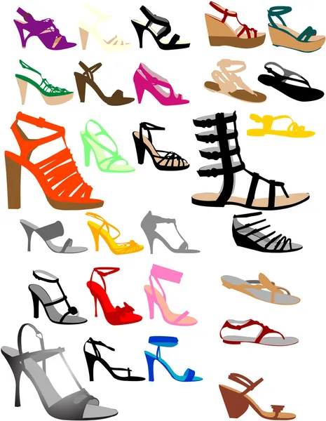 Силуэты Летняя обувь — стоковый вектор
