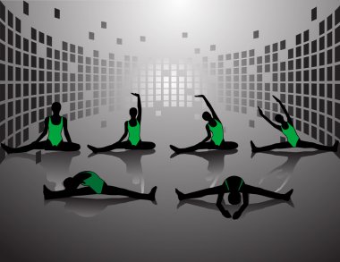 Silhouettes fitness woman in area clipart