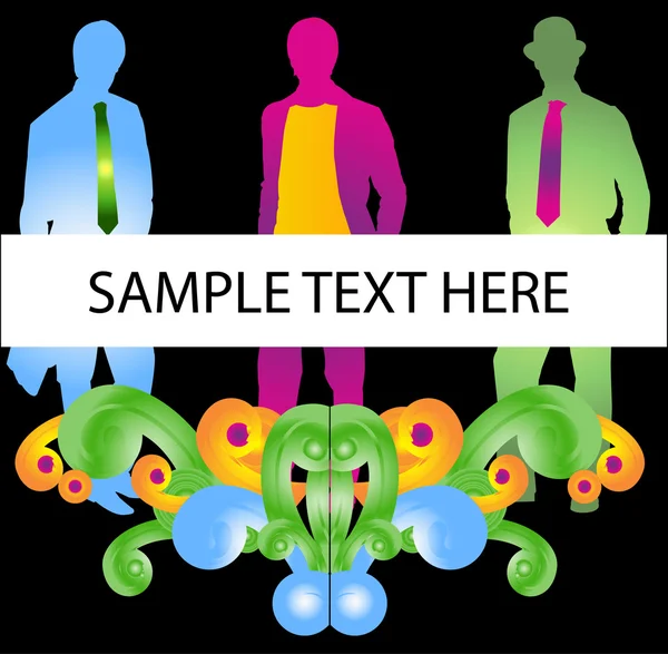 Three business man with sample text — Stock Vector