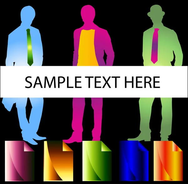 Trois hommes d'affaires avec un exemple de texte — Image vectorielle