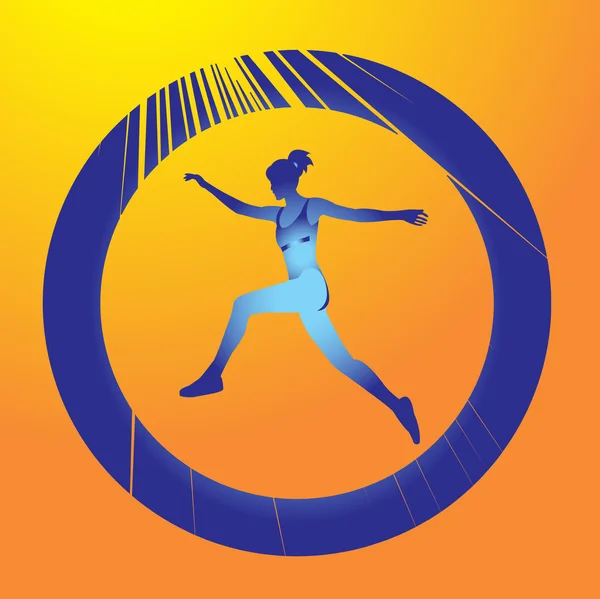 Chica salta en el círculo azul — Archivo Imágenes Vectoriales