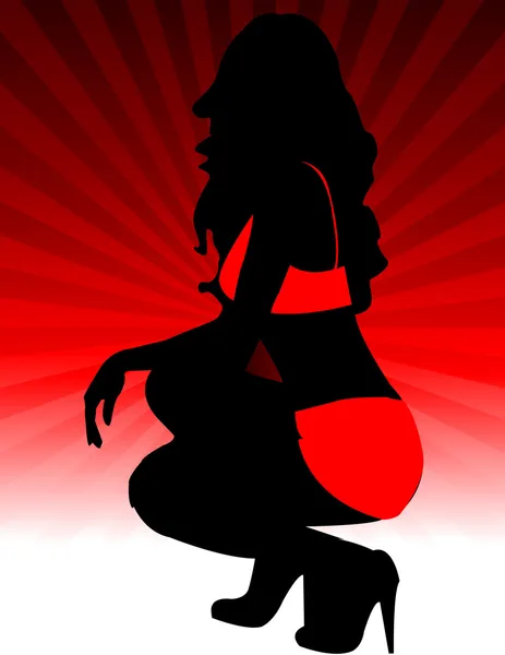 Jeune fille en maillot de bain rouge — Image vectorielle