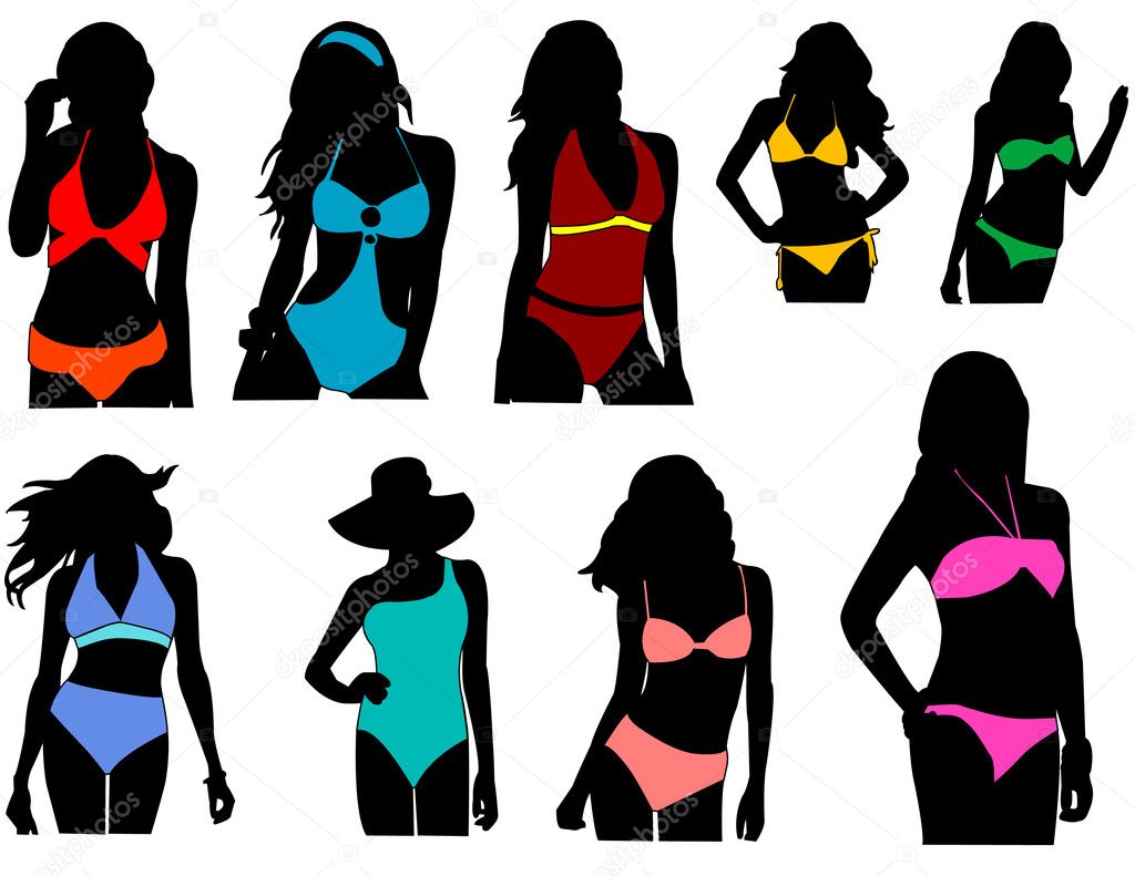 Silhouettes girl in swimwear