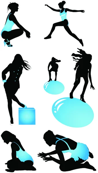 Silhouettes young woman — Stock Vector