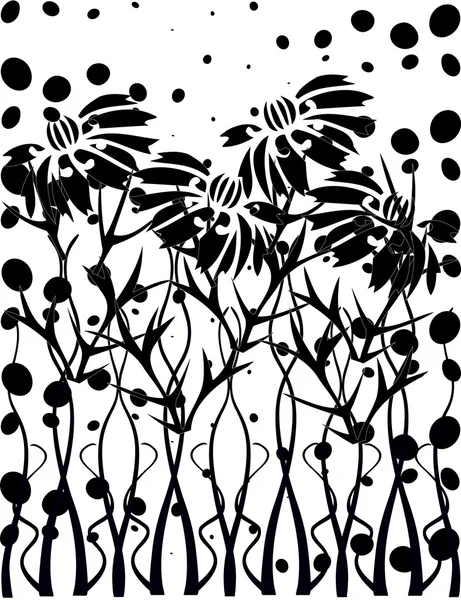 Jardin noir et blanc — Image vectorielle
