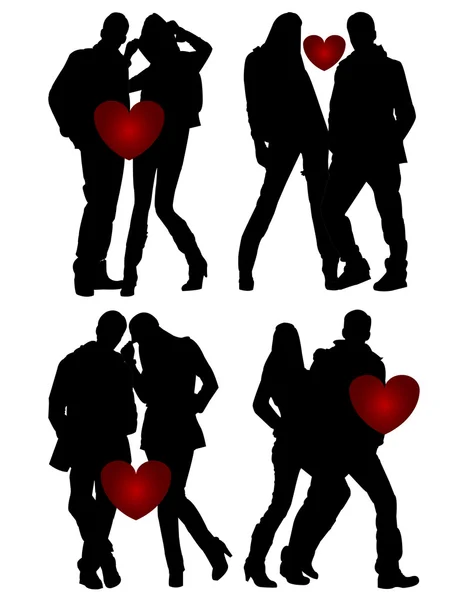 Woman and man with heart — Stock Vector