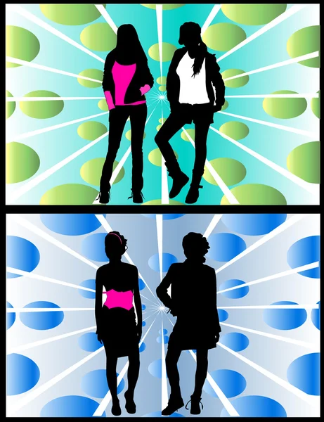 Quatre silhouettes femme — Image vectorielle