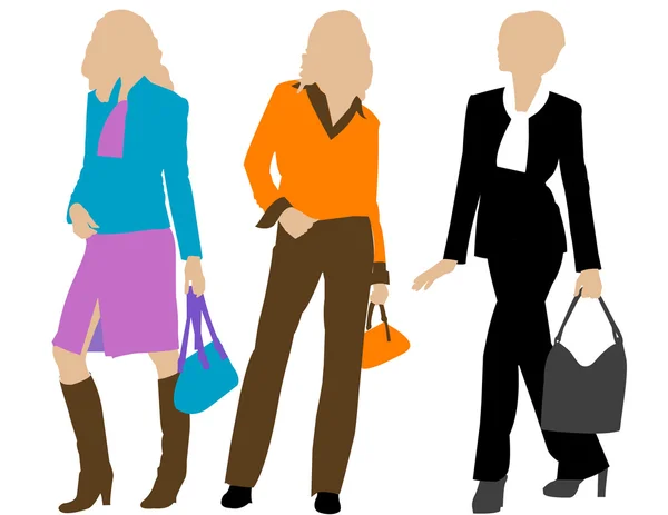 Silhouettes business woman — Stock Vector
