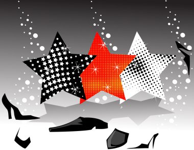 Retro three stars with shoes for dance clipart