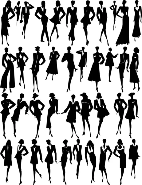 Silhouette donne — Vettoriale Stock