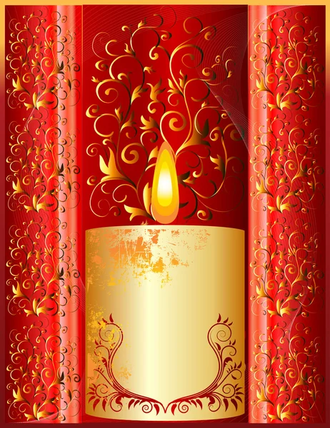 Bougie de Noël dorée — Image vectorielle