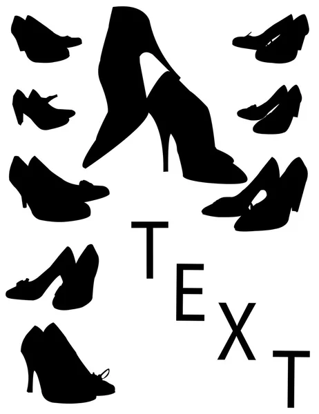 Silhouettes de chaussures noires avec Texte — Image vectorielle