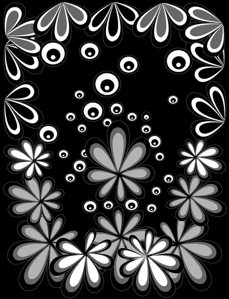 Läge blommor på svart bakgrund — Stock vektor