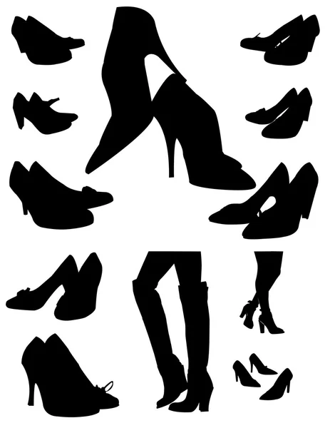 Silhouetten schwarzer Schuhe — Stockvektor