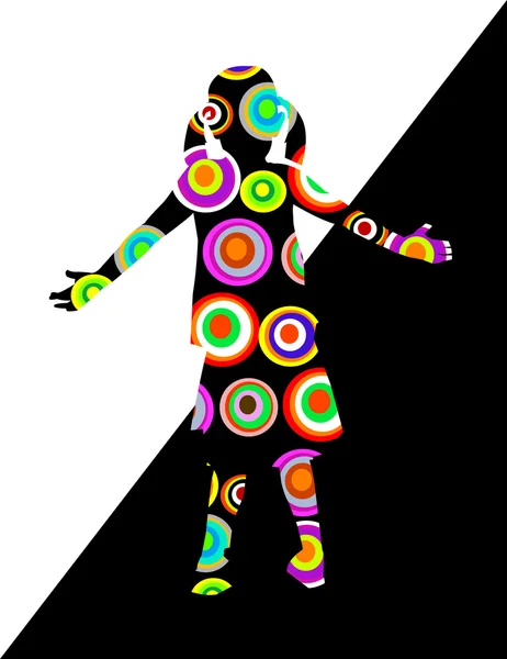 Silhouette fille avec multicolore — Image vectorielle