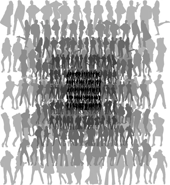 Many silhouettes black and grey — Stock Vector