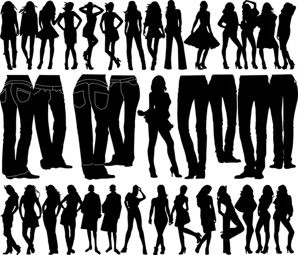 Silhouetten Frauen mit Hosen — Stockvektor