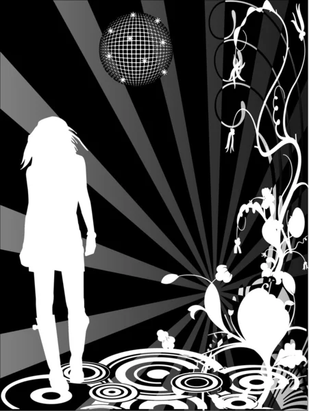 White silhouette woman in night club — Stock Vector