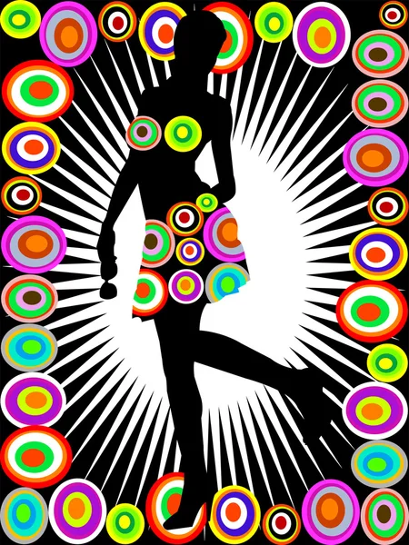 Femme dans le cadre avec des boules colorées — Image vectorielle