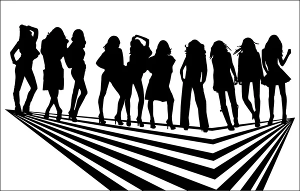 Silhouettes women in fashion — Stock Vector