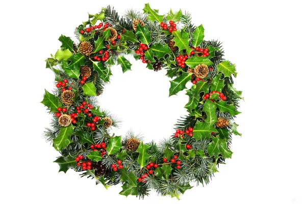 Christmas holly wreath — Stock Photo, Image
