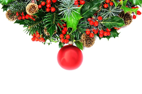 Christmas wreath and bauble Stock Photo