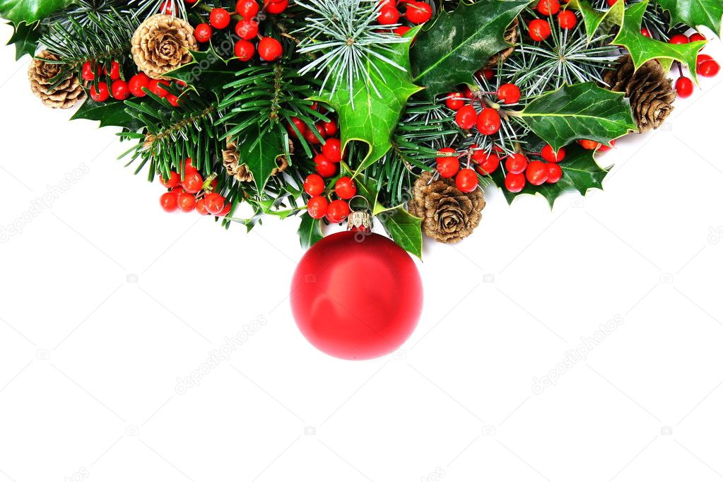 Christmas wreath and bauble