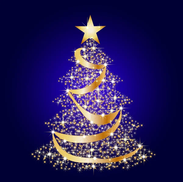 Noel yıldızı ağaç arka plan mavi — Stok fotoğraf