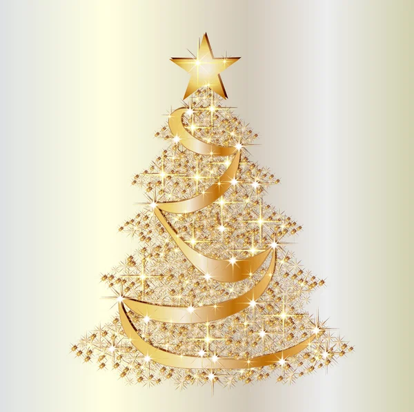 Stella d'oro albero di Natale sfondo — Foto Stock