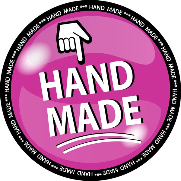 Pink hande made button — Stock Vector