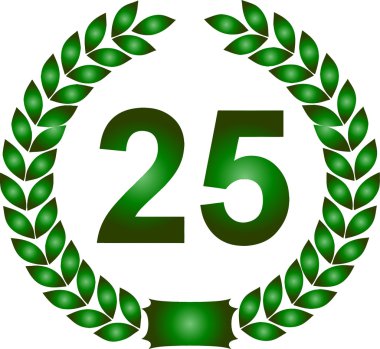 Green laurel wreath 25 years clipart