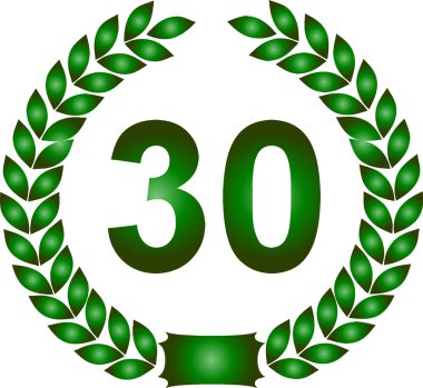 Green laurel wreath 30 years clipart