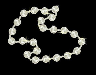 Pearl necklace on black background clipart