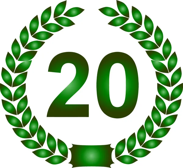 Зеленый лавровый венок 20 лет — стоковое фото