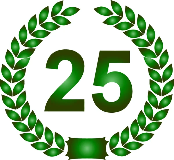 Зеленый лавровый венок 25 лет — стоковое фото