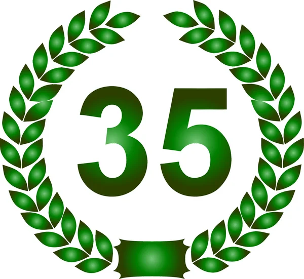 Зелений лавровий вінок 35 років — стокове фото