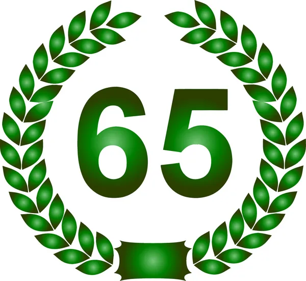 Zelený vavřínový věnec 65 let — Stock fotografie
