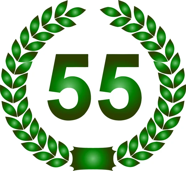 Зеленый лавровый венок 55 лет — стоковое фото