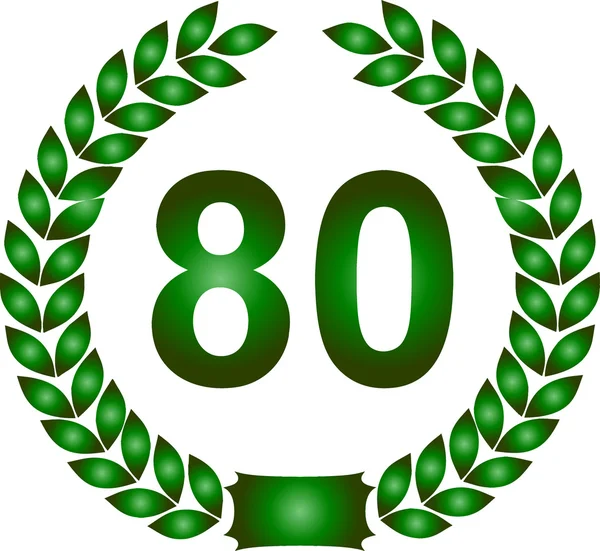 Zelený vavřínový věnec 80 let — Stock fotografie