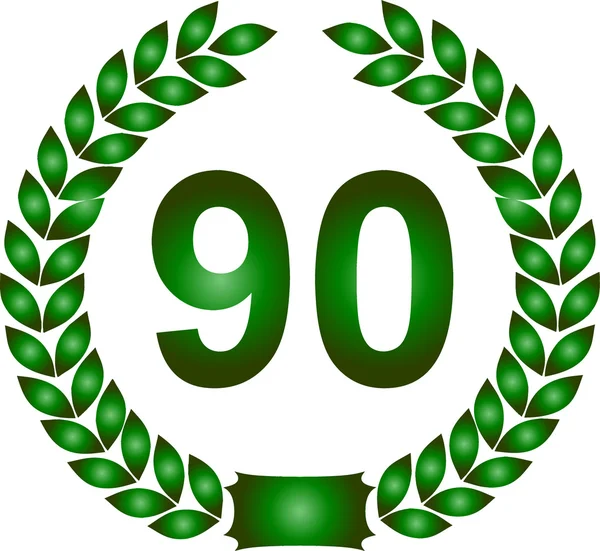 Grüner Lorbeerkranz 90 Jahre — Stockfoto